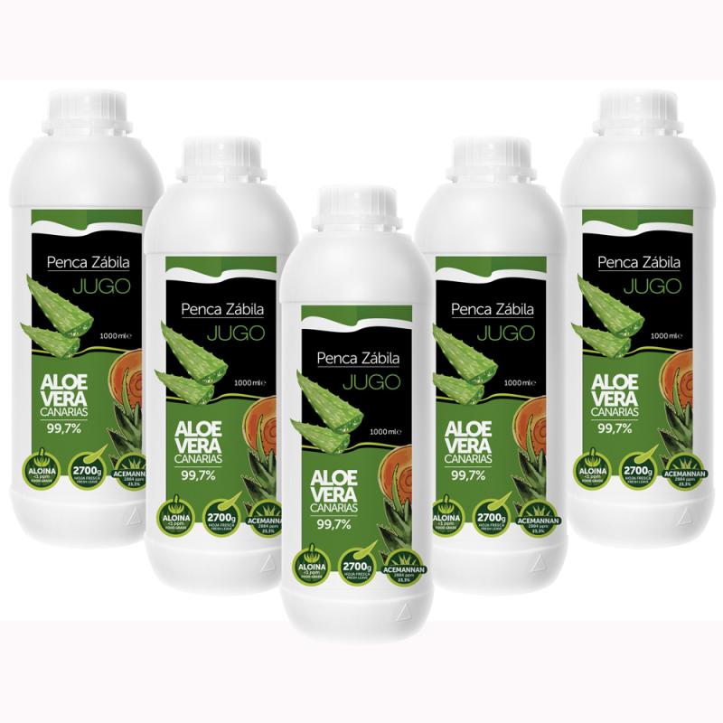 Jugo Aloe Vera Puro Penca Zabila - Lleva 5 LITROS y Paga Solo 4 Productos Canarios Jugo Aloe Vera Puro Penca Zabila - Lleva 5 LITROS y Paga Solo 4
