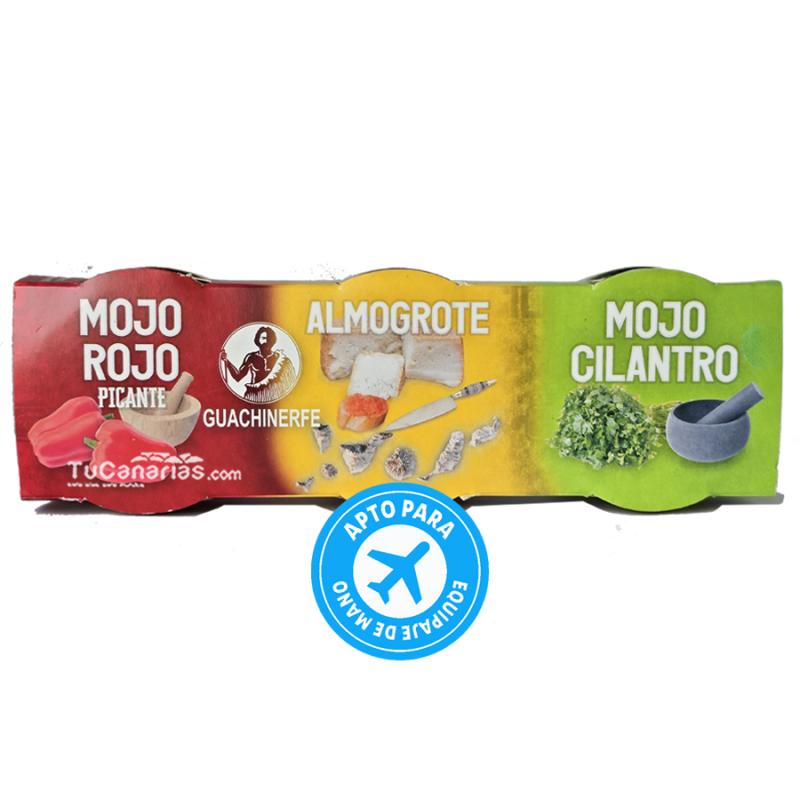 Productos Canarios Pack 3: Mojo Picon, Mojo Cilantro y Almogrote 3x110g