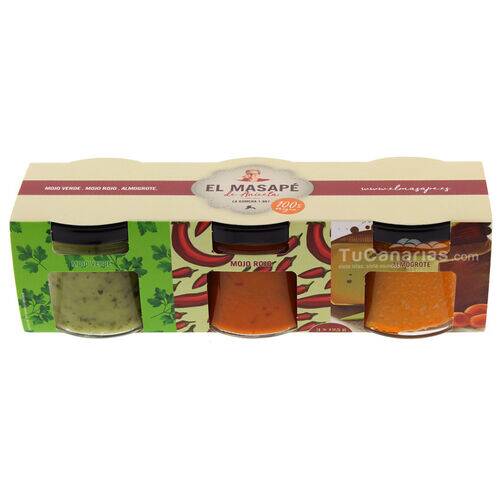 3x125g Almogrote + Mojo Rojo + Mojo Verde Masape Productos Canarios 3x125g Almogrote + Mojo Rojo + Mojo Verde Masape